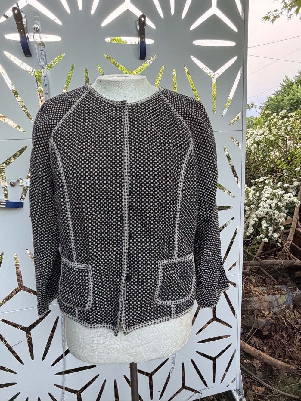 Sigrid Olsen Black and White Textured Snap-Front Jacket